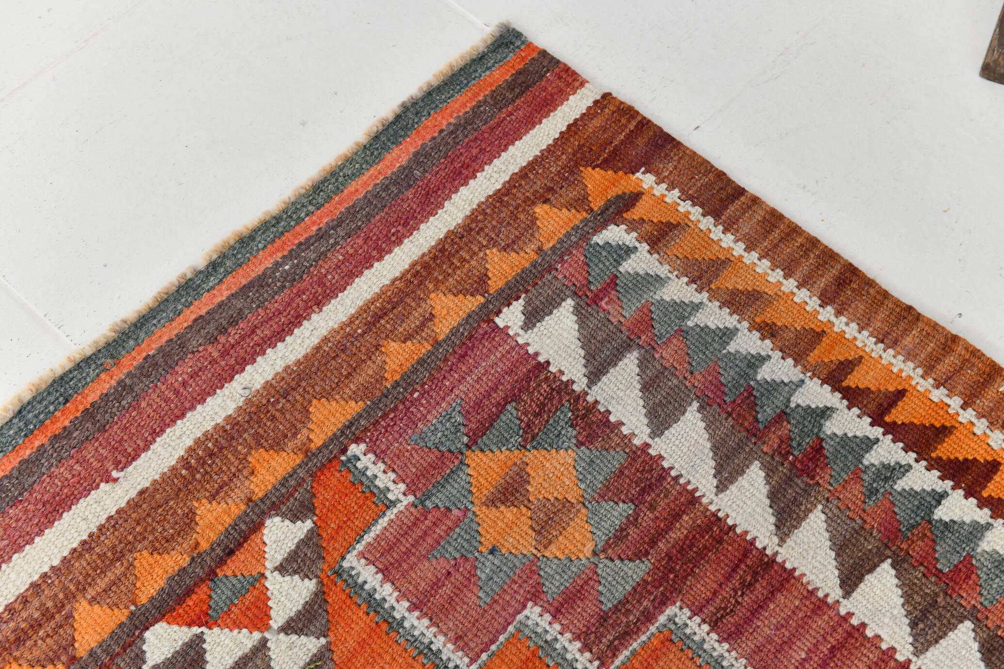 Vintage Burgundy Persian Kilim Runner Rug,, 98x235Cm