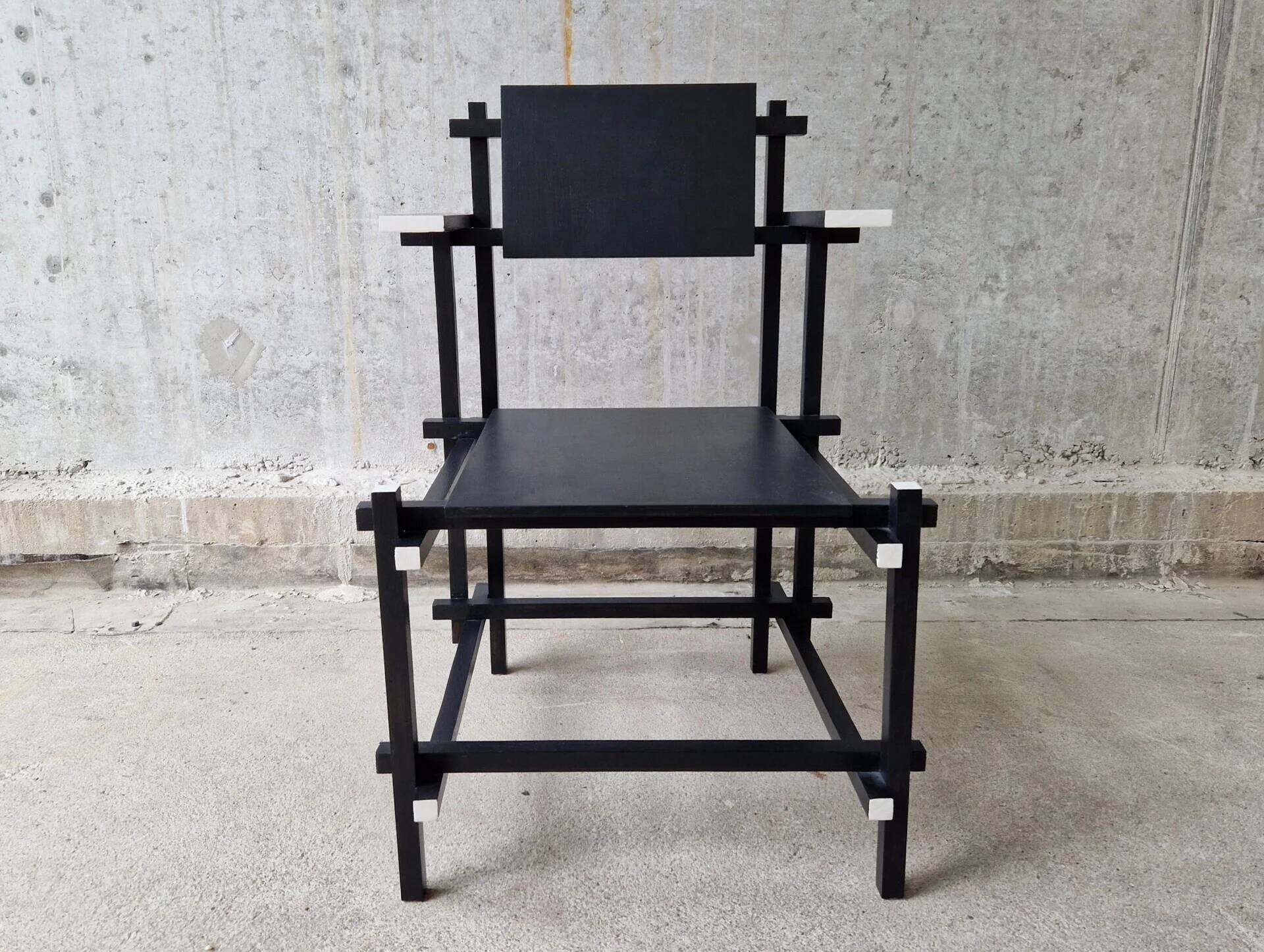 Vintage Gerrit Rietveld high chair replica, 1980s
