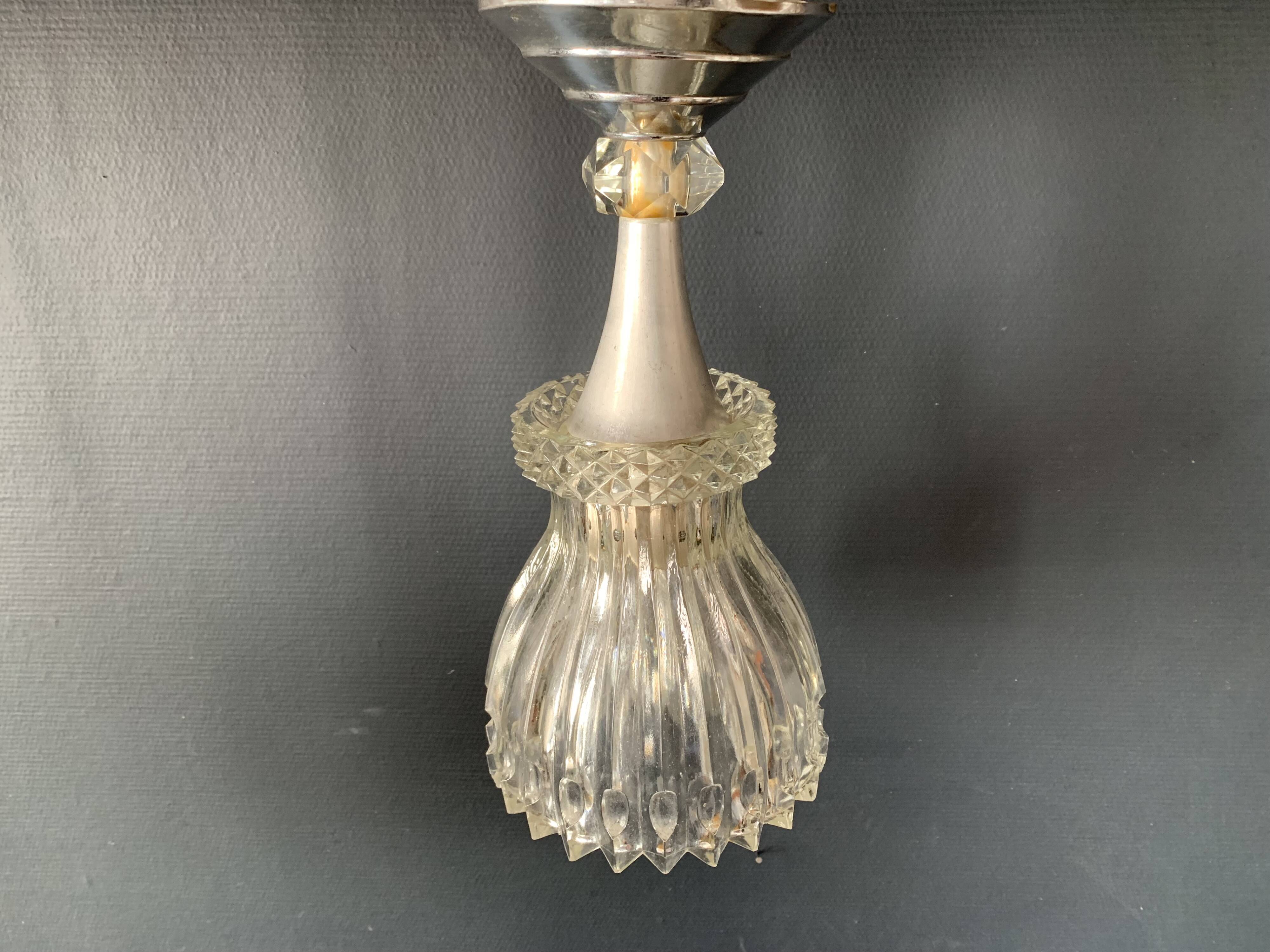 Cut glass and metal ceiling light, 1960s, Germany