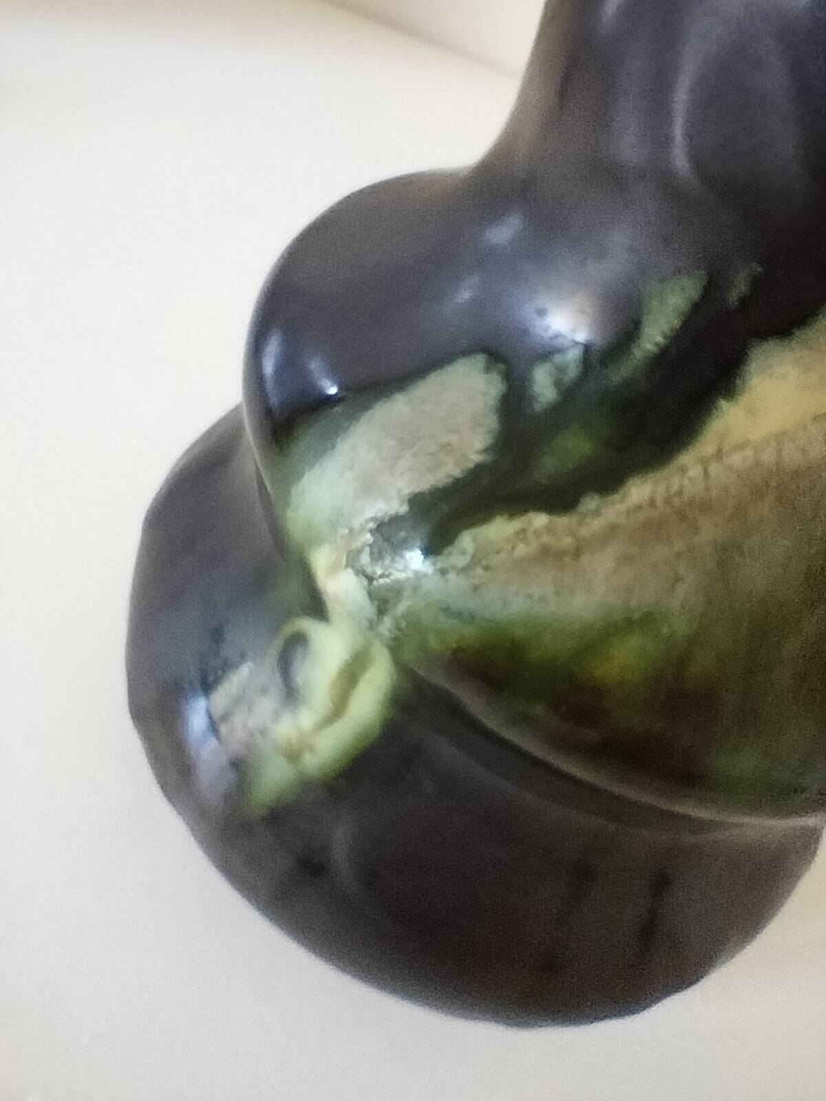Thulin vase Belgium flamed green black enamel