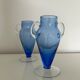 Paire de vases en verre bleu glacier
