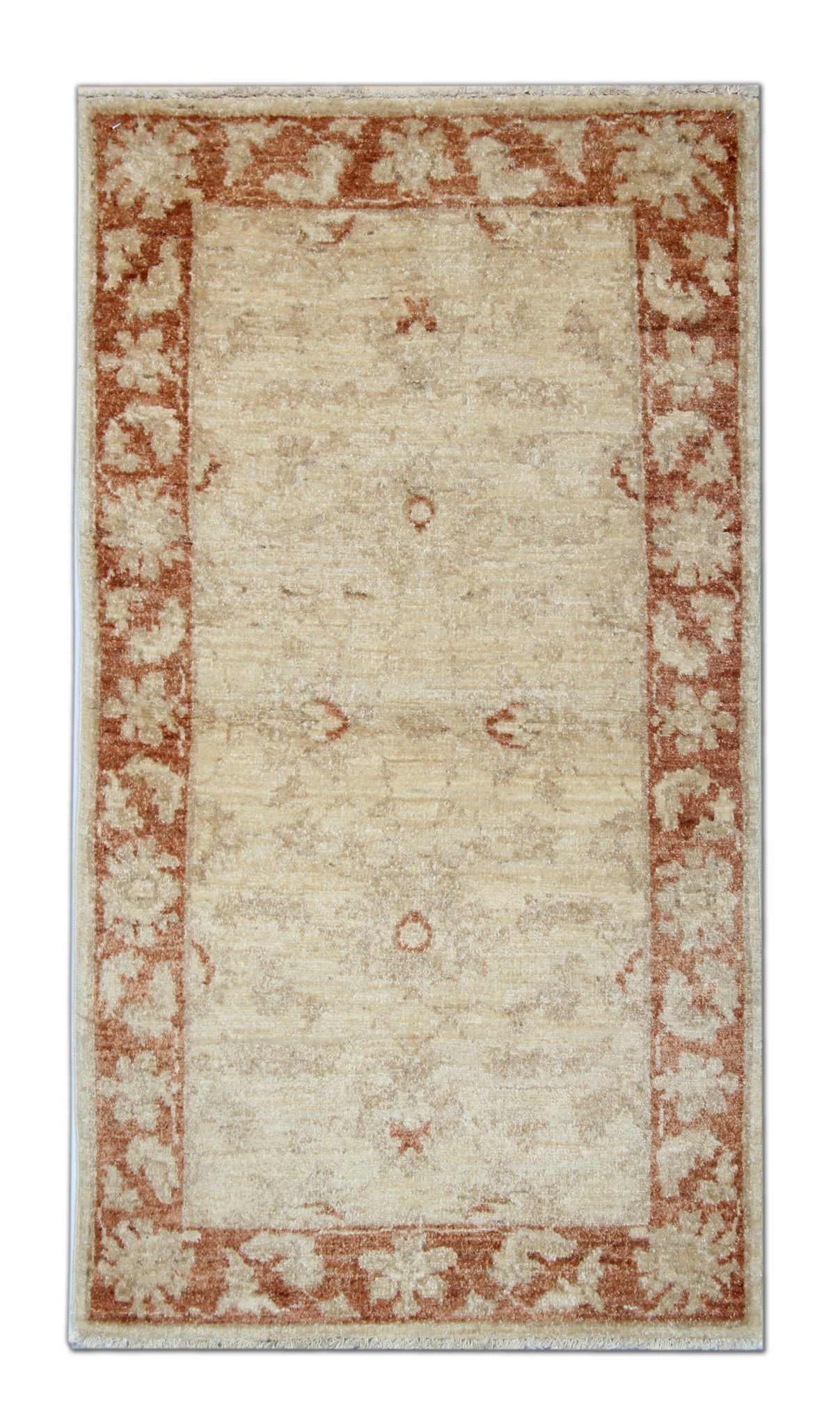 Cream Rug Handwoven Traditional Zeigler Carpet- 65x118cm