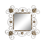Square mirror with vine leaves and golden metal windings, 1960s