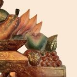 Miroir vintage en bois peint polychrome, 70´s