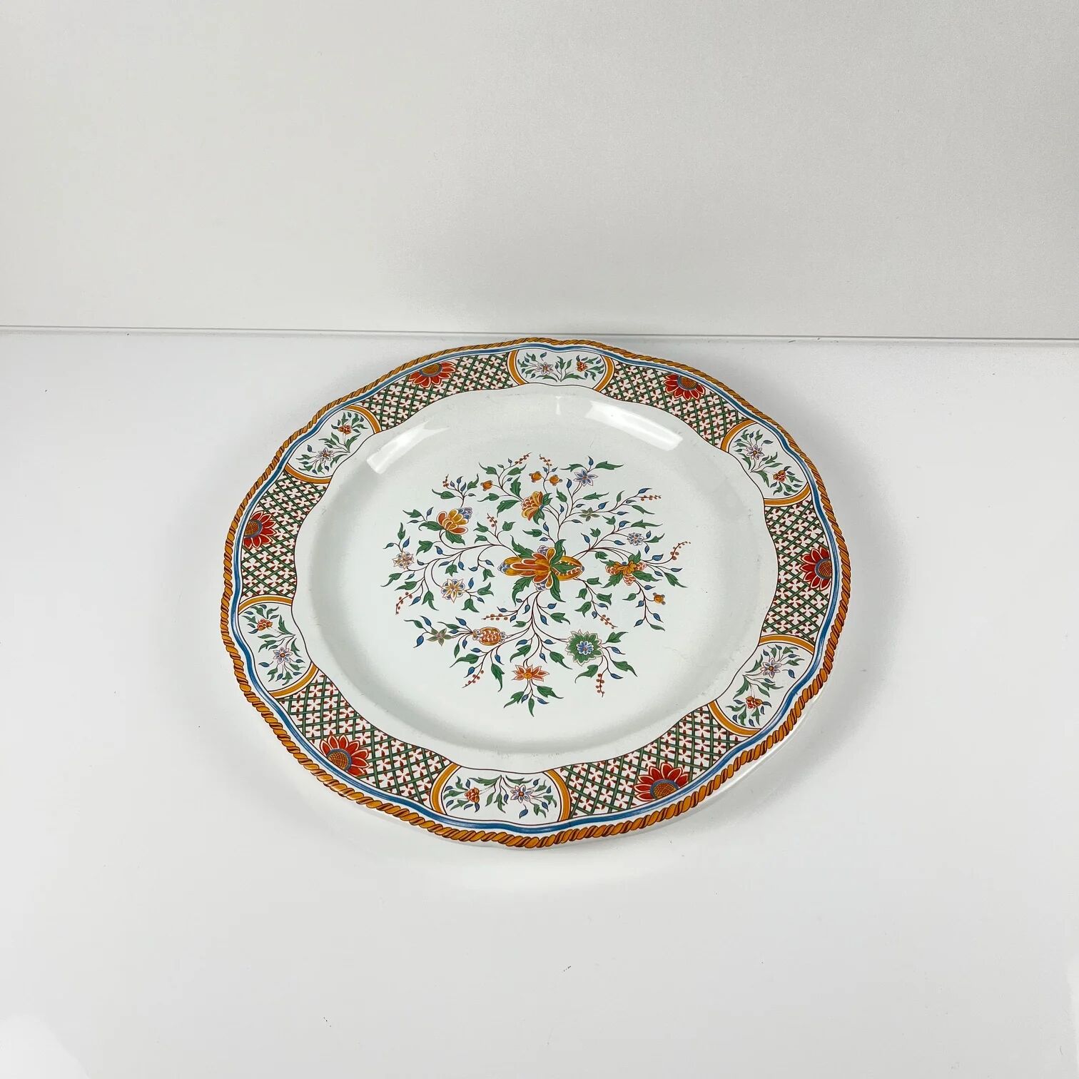 Cake dish / round Gien model Rouen Sainfoin, 1990