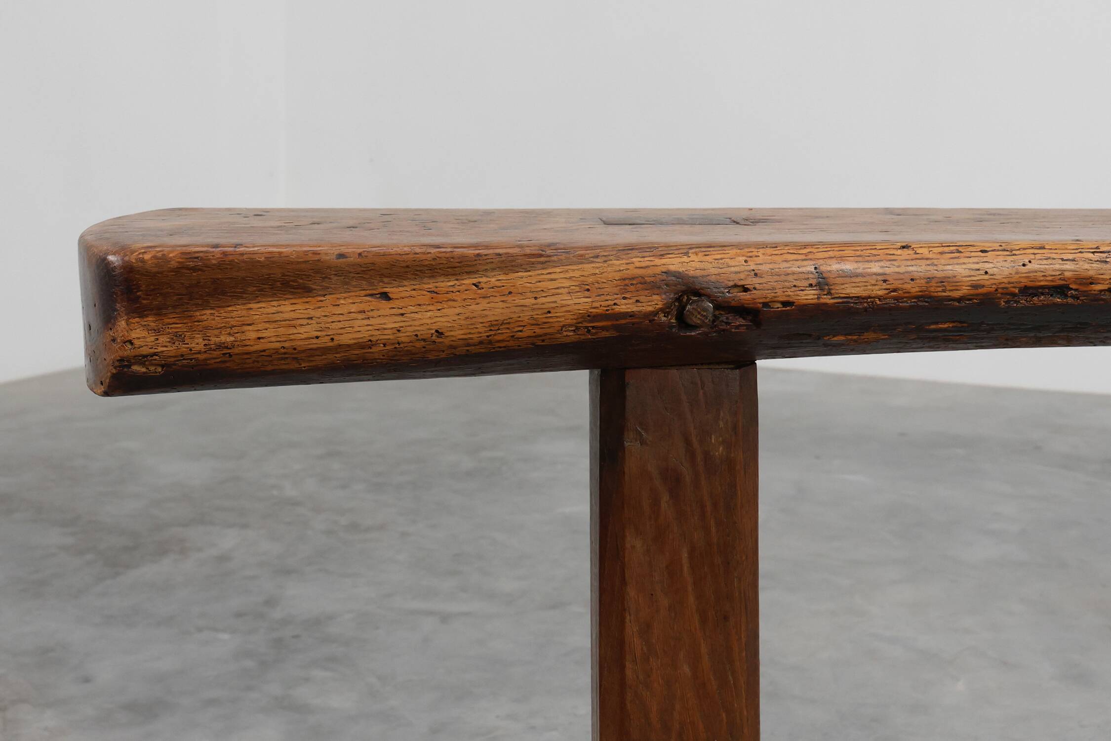 Rustic oak bench, France, Mid 19th century