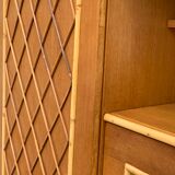 Armoire rotin et pieds compas 1960