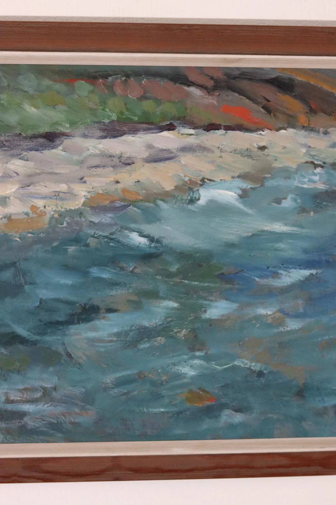 Original Mid Century Swedish Oil on Panel – “Seashore” by LV 1962 – Signed