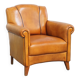 Sheepskin Leather Armchair and Dark Brown Piping