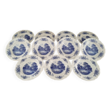 Set of 11 Sarreguemines soup plates Romantic blue model