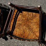 Set of 4 Louis XV straw chairs – solid wood – curved backrest