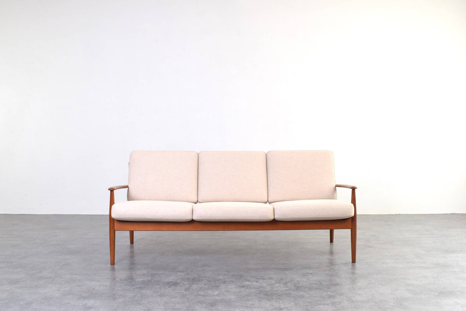 Mid-Century Danish Teak & Wool Sofa by Grete Jalk for France & Søn