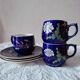 3 midnight blue coffee cups Sarreguemines