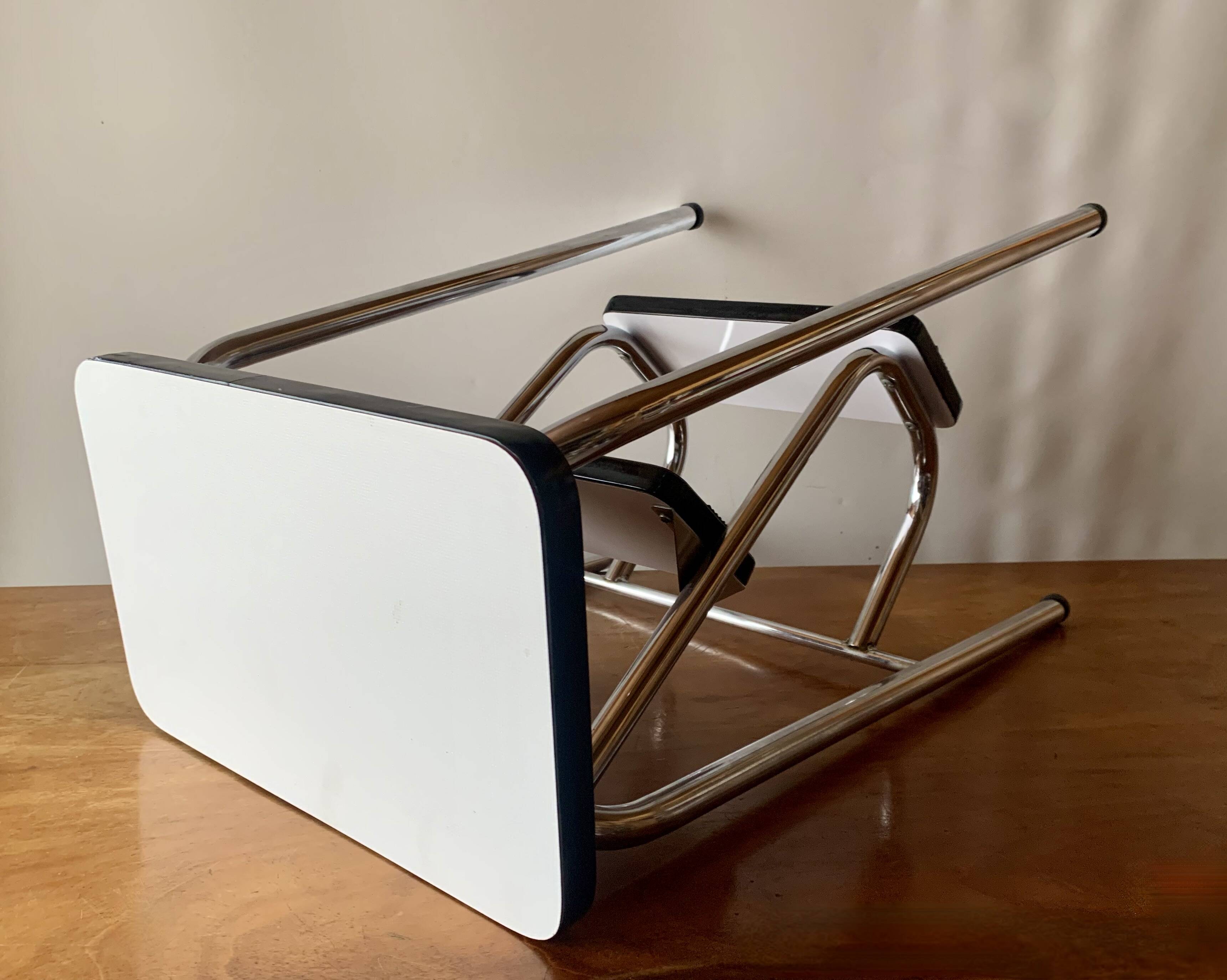 Vintage step stool in white formica and chrome steel