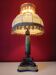 Antique lamp with green marble and bronze – fringed shade