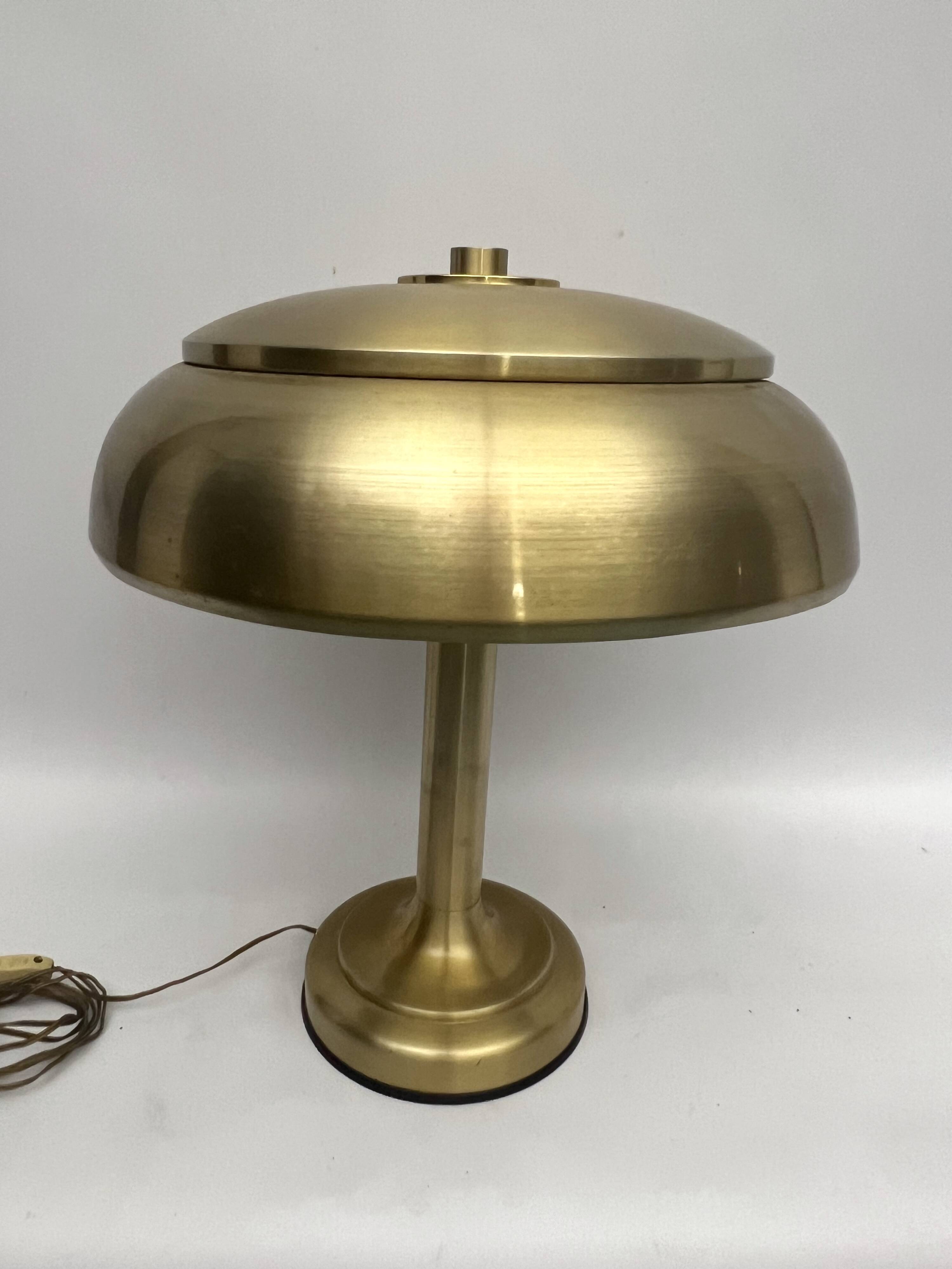 Vintage Ministerial gilded table lamp. Italy 1950s