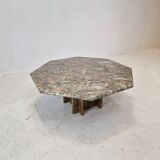 Italian octagon marble coffee table, 1980s