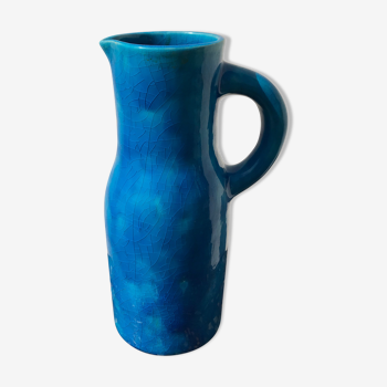 Blue ceramic vintage pitcher