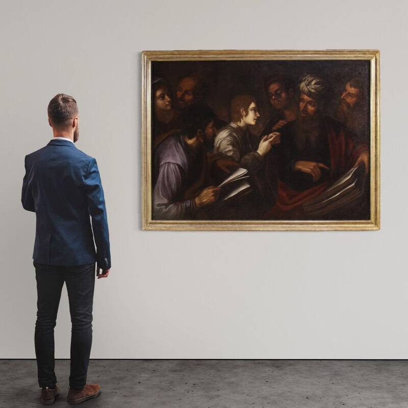Great 17th century Italian painting, Christ among the Doctors in the Temple