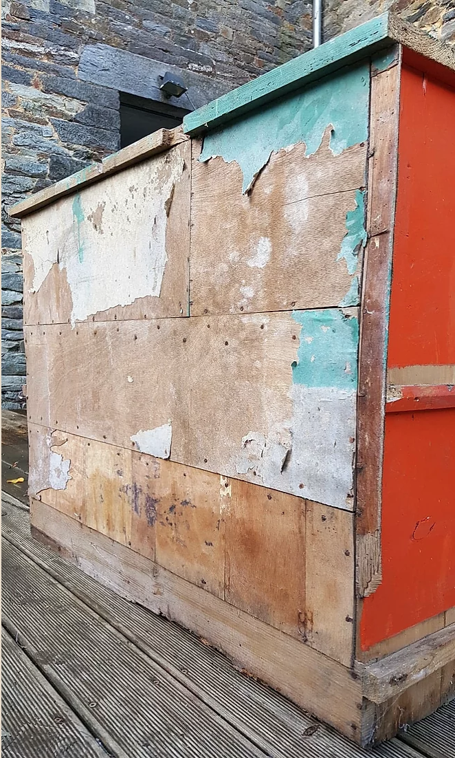 Ancien meuble de métier en bois des années 40