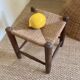 Tabouret en paille et bois