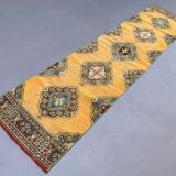 Distressed turkish runner 350x81 cm wool vintage tribal rug