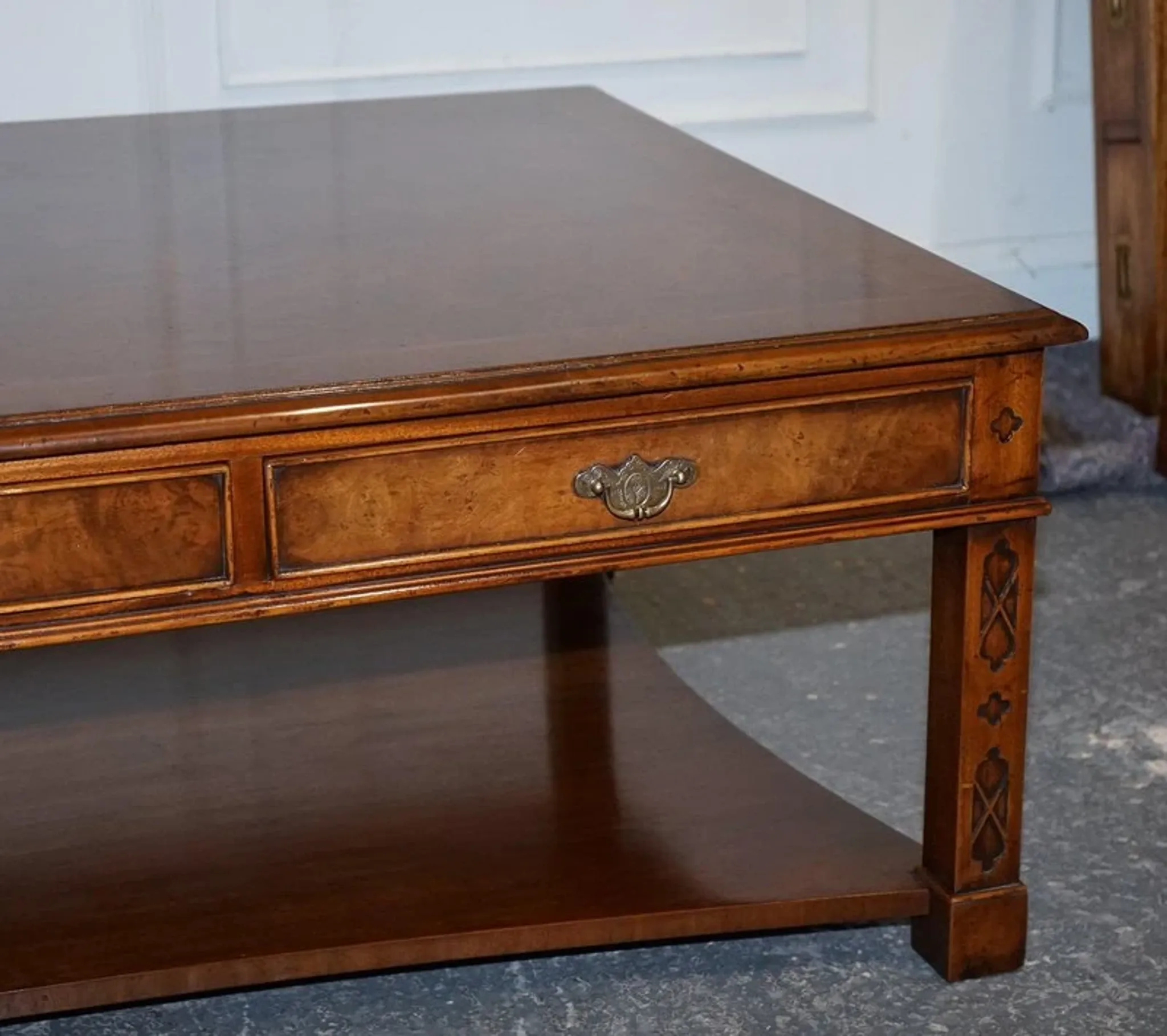 Large Georgian Coffee Table in Walnut Burr by Brights of Nettlebed London