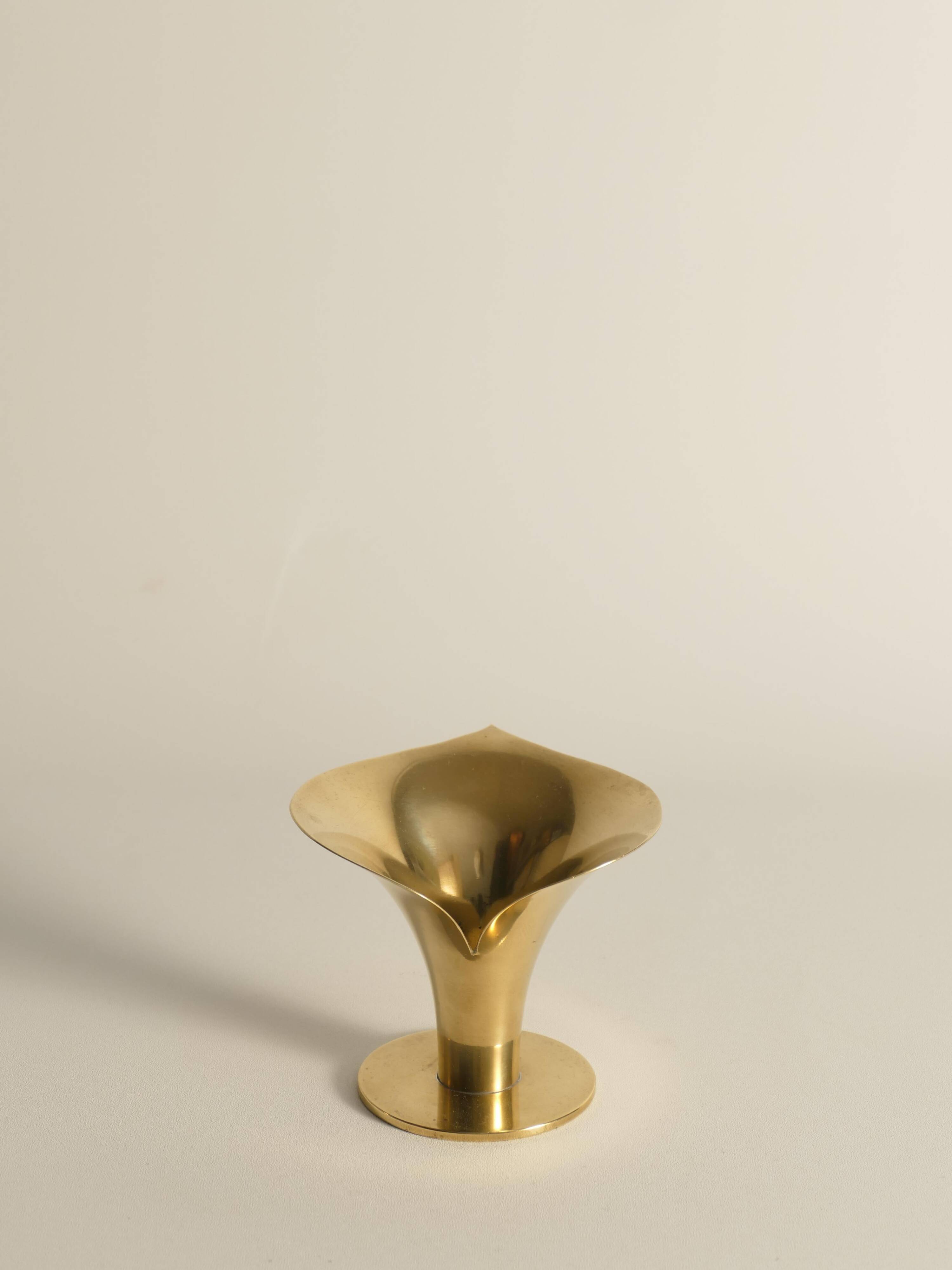 Art Deco Brass Calla Lily Candle Holder by Carl-Einar Borgström for Ystad-Metall