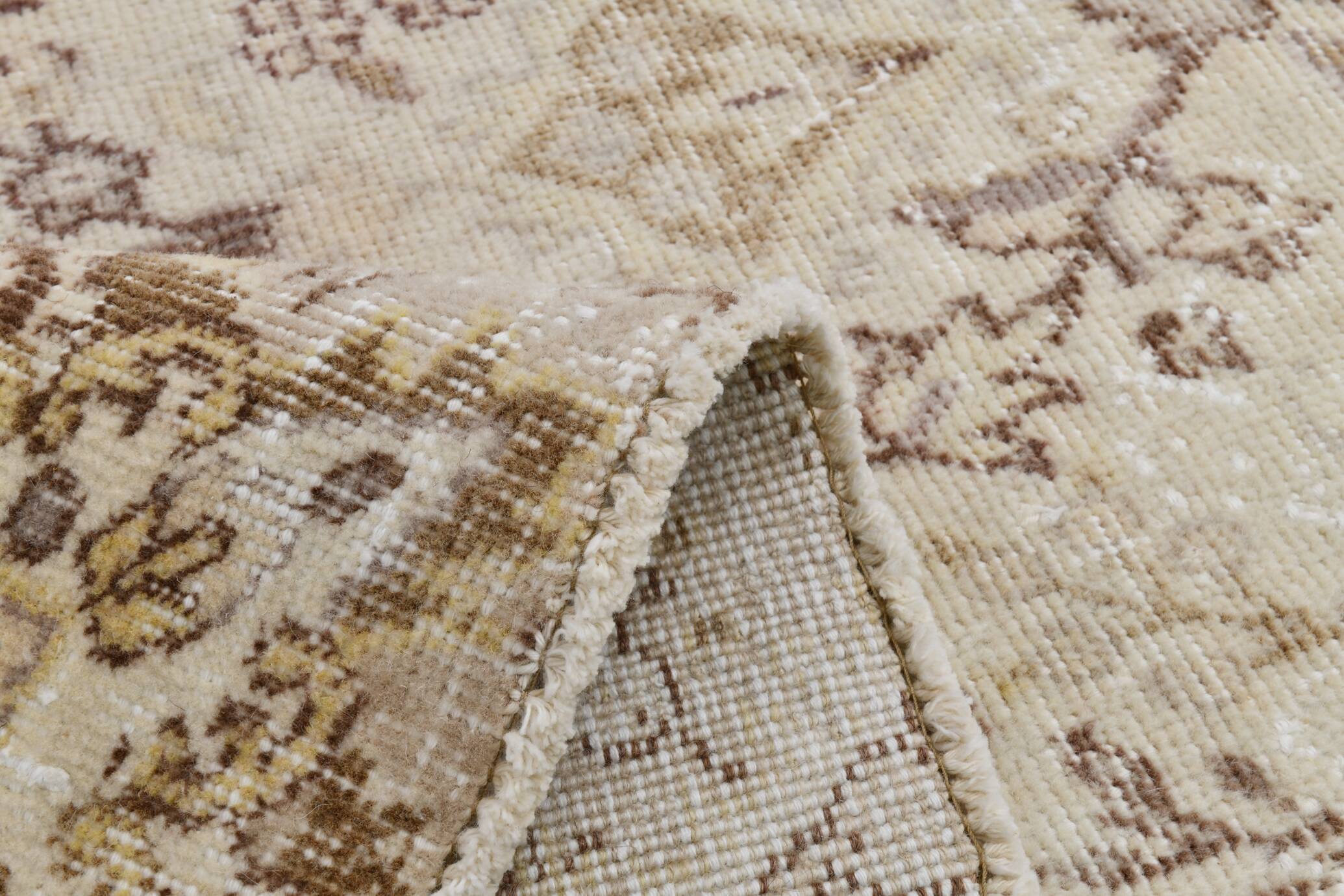 5x9 Vintage Brown Cream Classic Turkish Rug, 165x284Cm