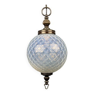 Vintage Blue Murano Sphere Pendant Lamp, Italy, 1970s