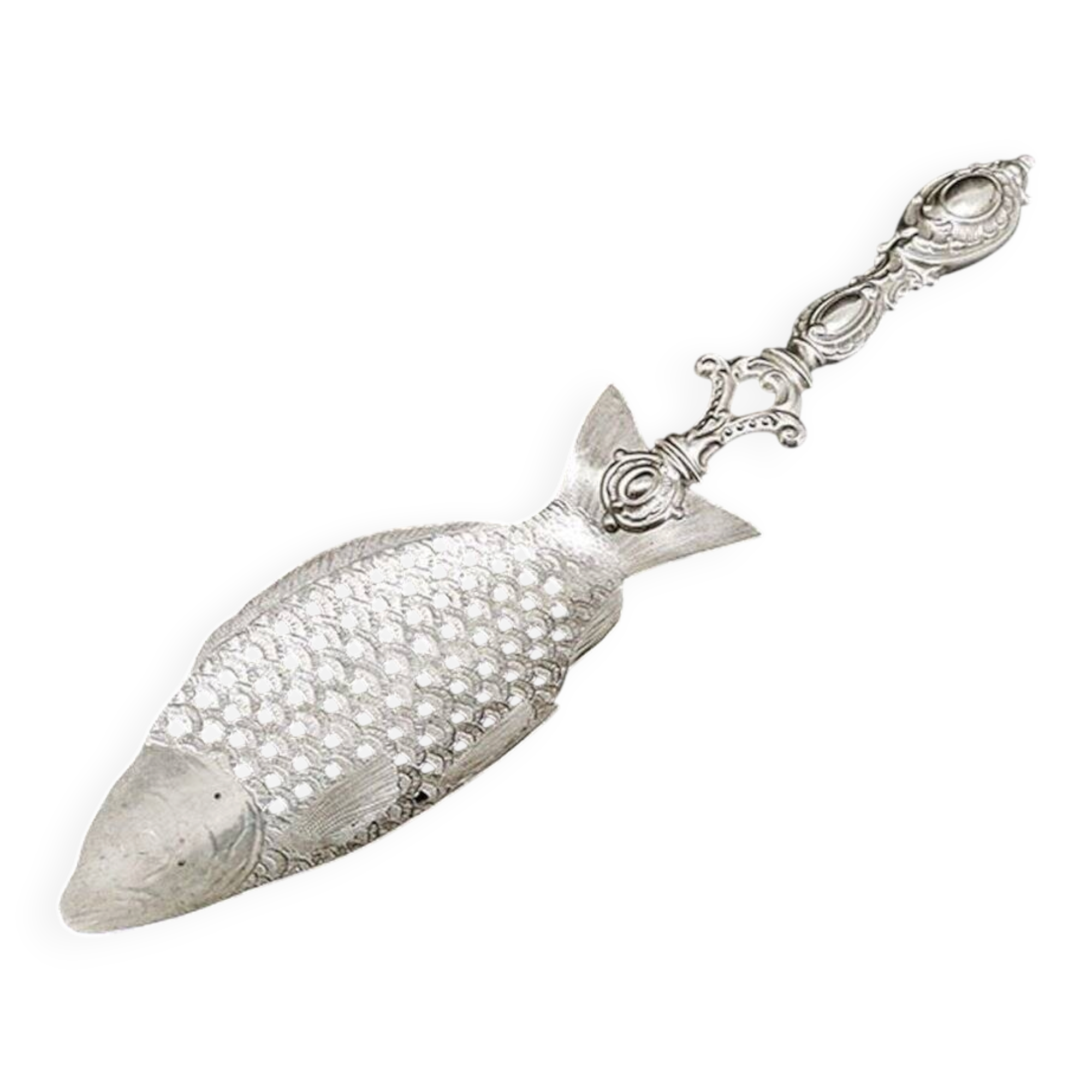 Polish brass fish figurative spoon by SW Warsaw, 1900s