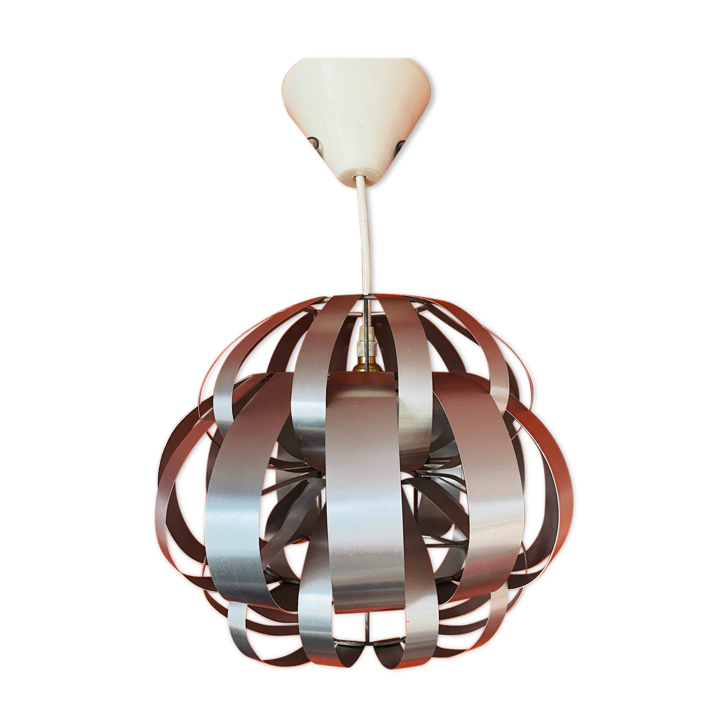 Ceiling lamp in aluminum slats 70s