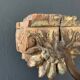 Wall hook in hand-carved wood and iron, antique, India, 1920
