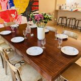 Desk that can serve as a dining table.