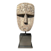 Grande sculpture, totem artisanale en bois de Suar