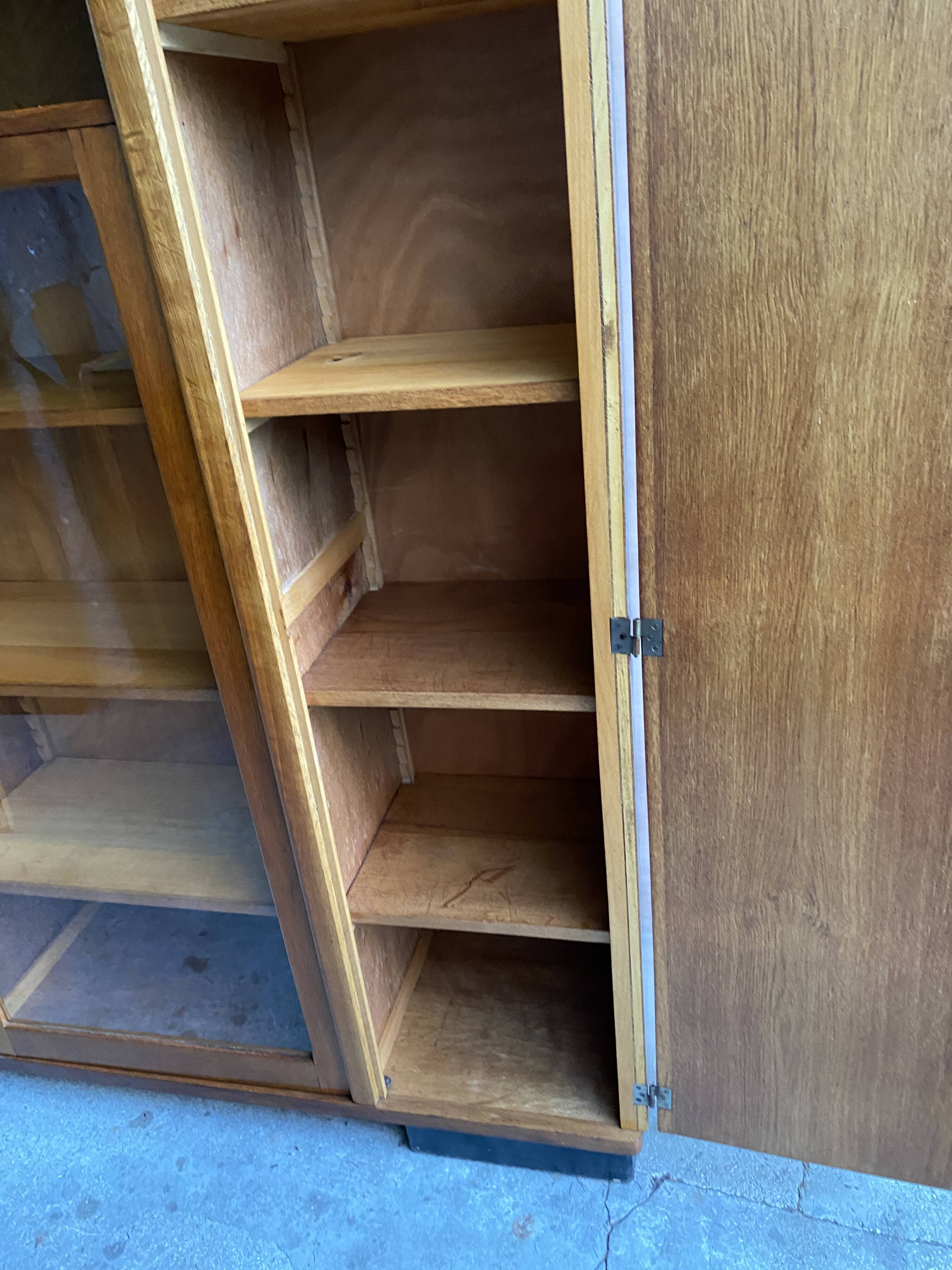 Library / Vintage solid wood sideboard – 3 doors with display cabinet