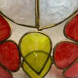 Vintage pendant light in mother-of-pearl and brass