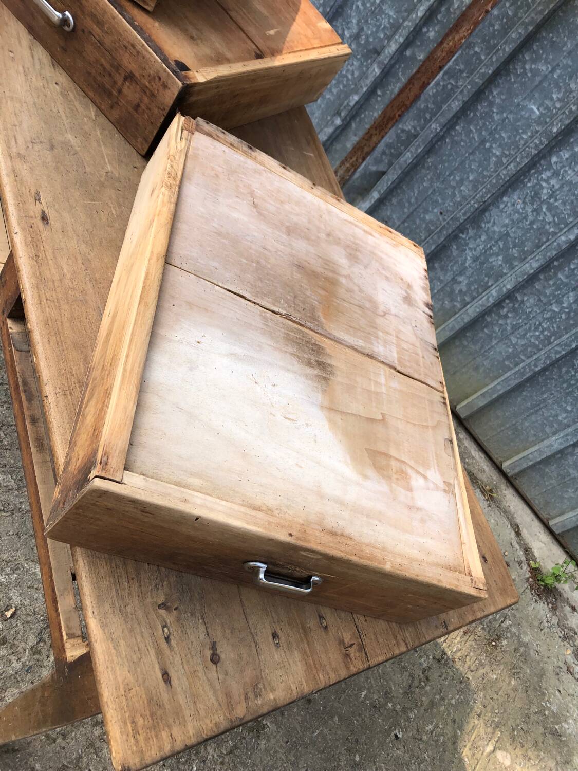 Antique farmhouse table with 3 drawers