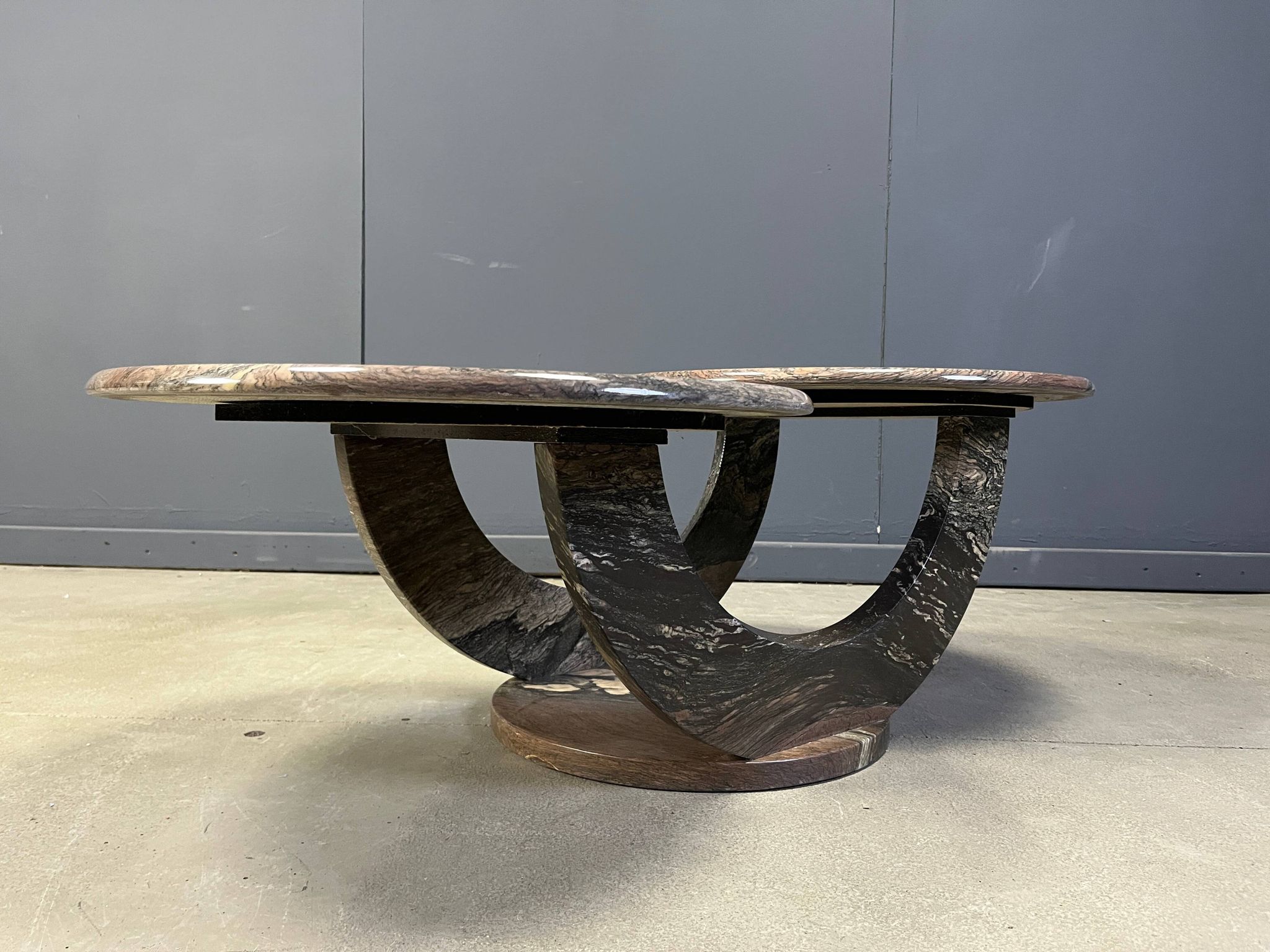 Table basse en marbre vintage à deux niveaux, années 1970