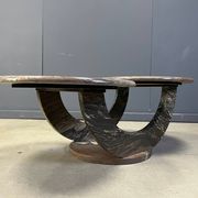 Table basse en marbre vintage à deux niveaux, années 1970