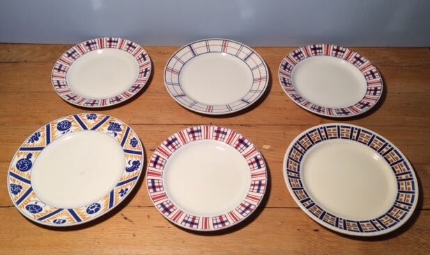 Assortment of blue tones dessert plates