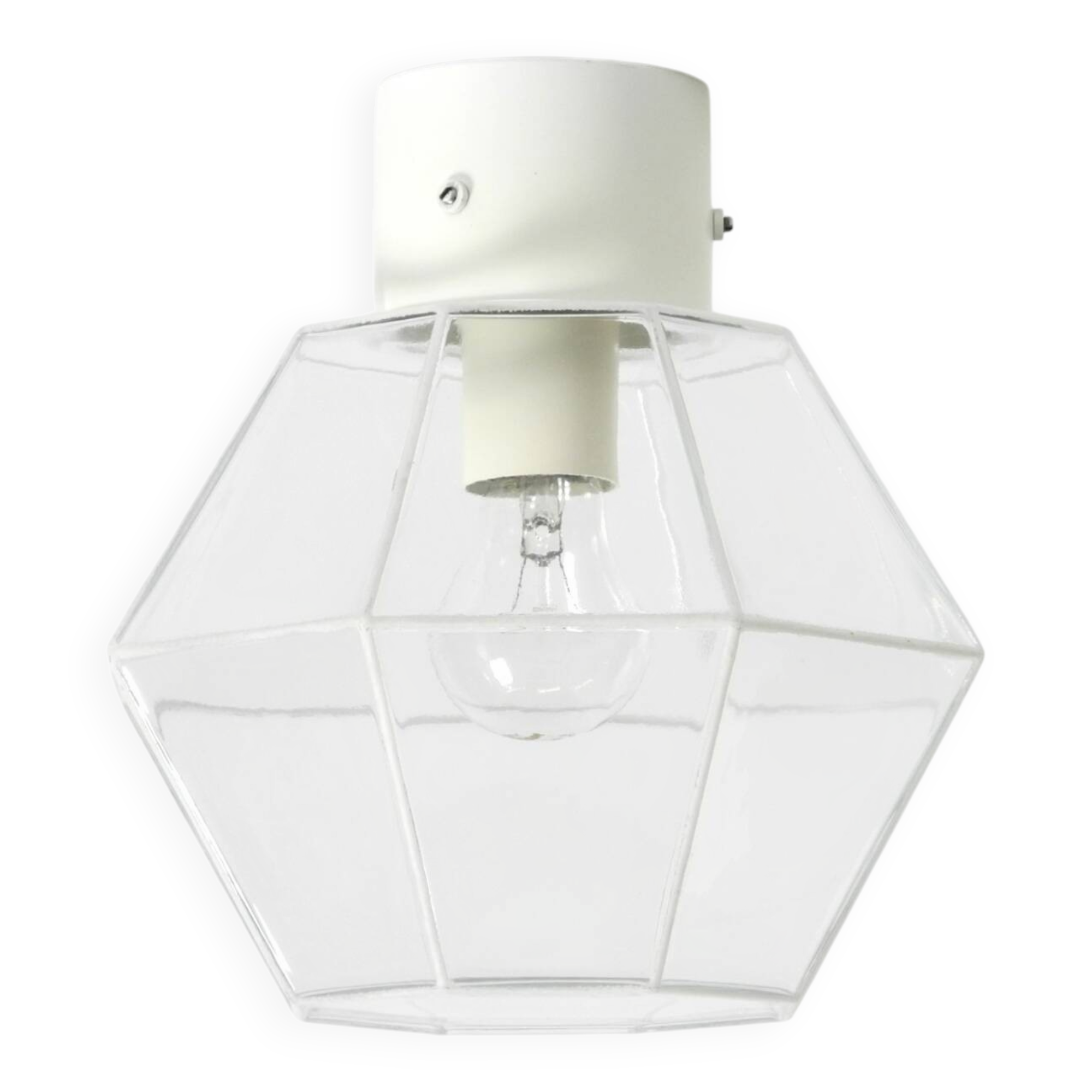 Beautiful 1970s Limburg glass ceiling lamp in octagon shape