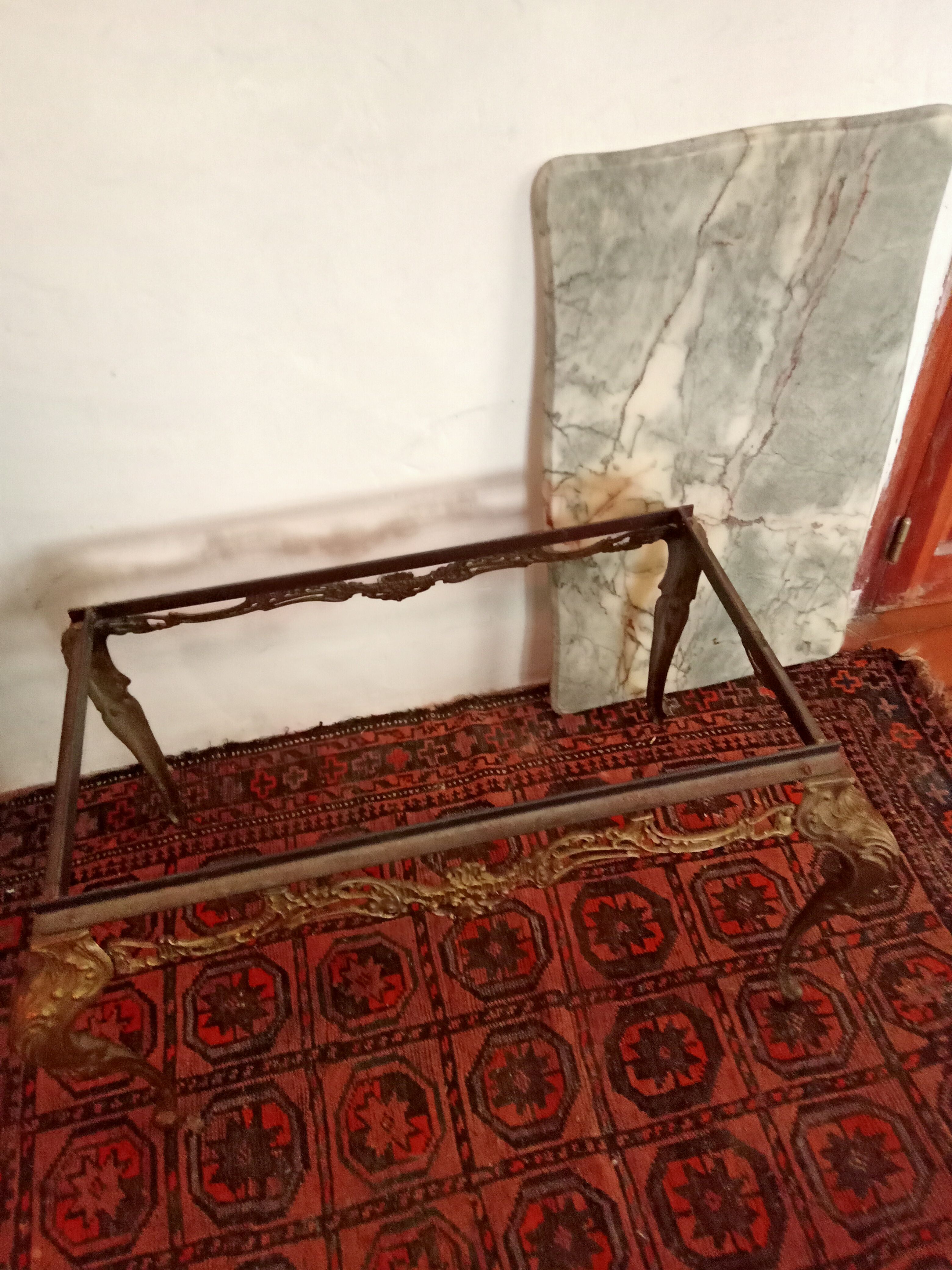 Gilded bronze and marble coffee table