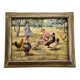Oil Painting on Canvas "Children at the Farm" Signed Lo Presti - Gilded Frame