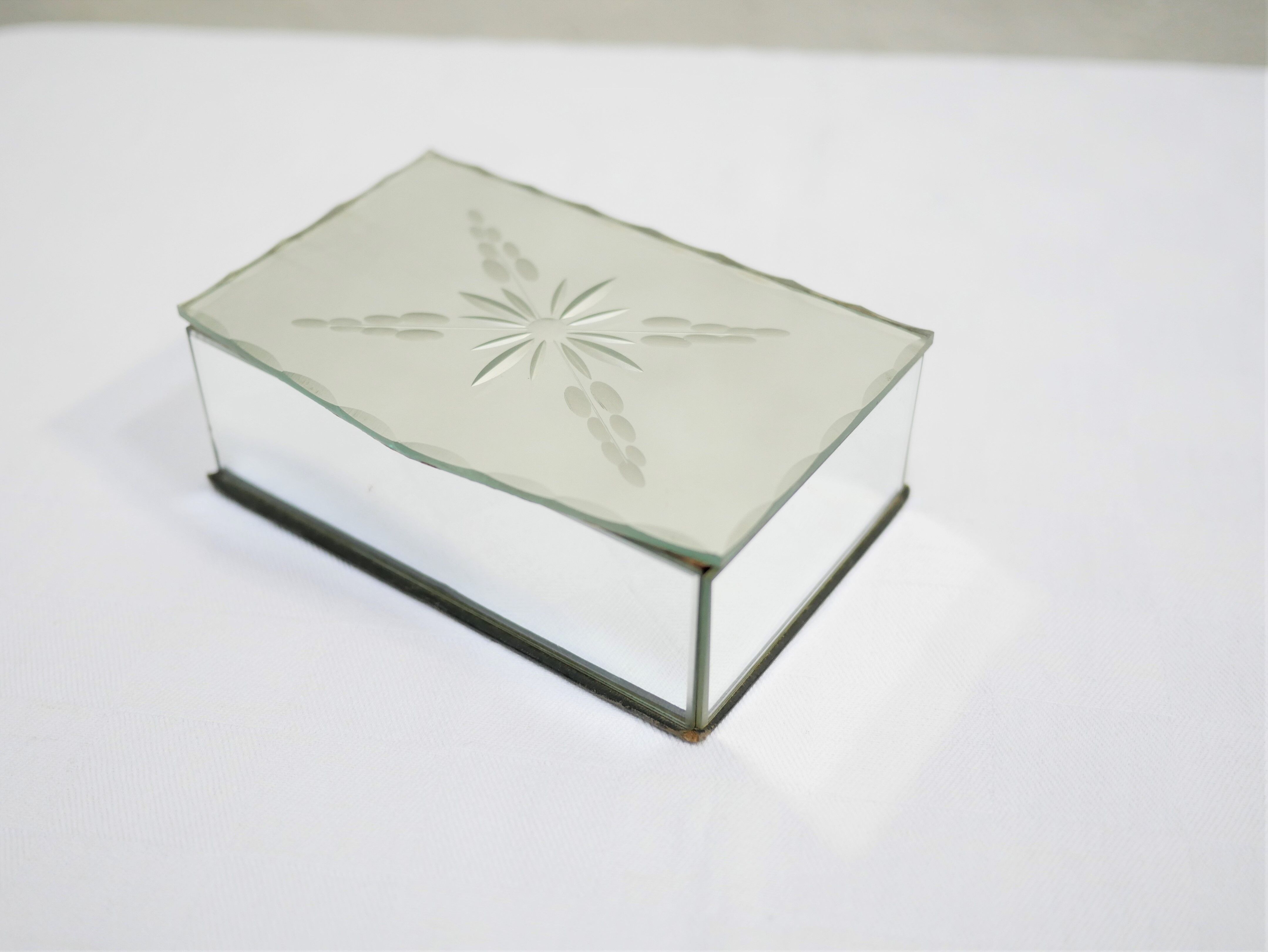 Art Deco jewelry box in beveled glass