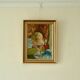 Original Swedish oil on panel painting – nude in colourful interior