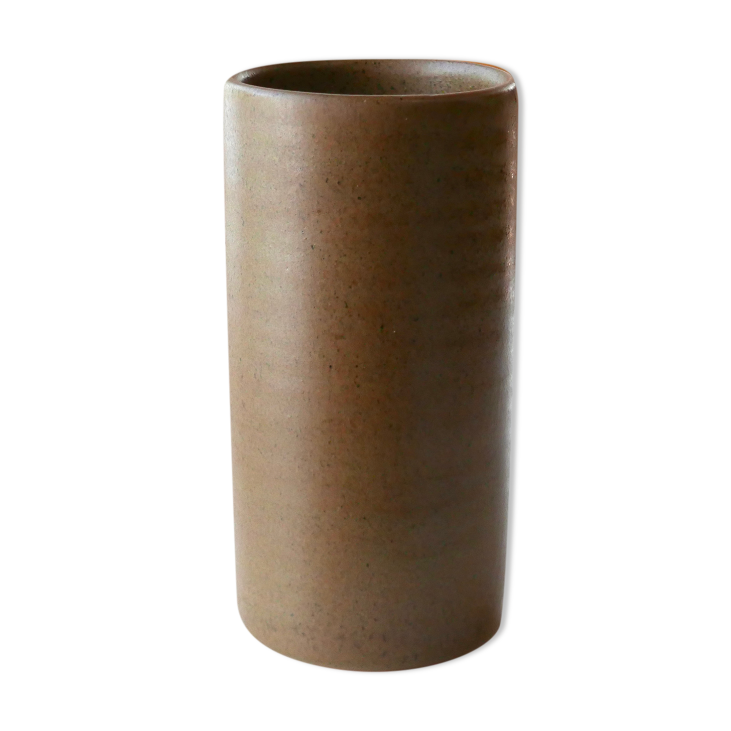 Antonio Lampecco's brown ceramic roll vase, 70s