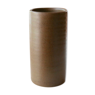 Vase rouleau marron en céramique de Antonio Lampecco, années 70