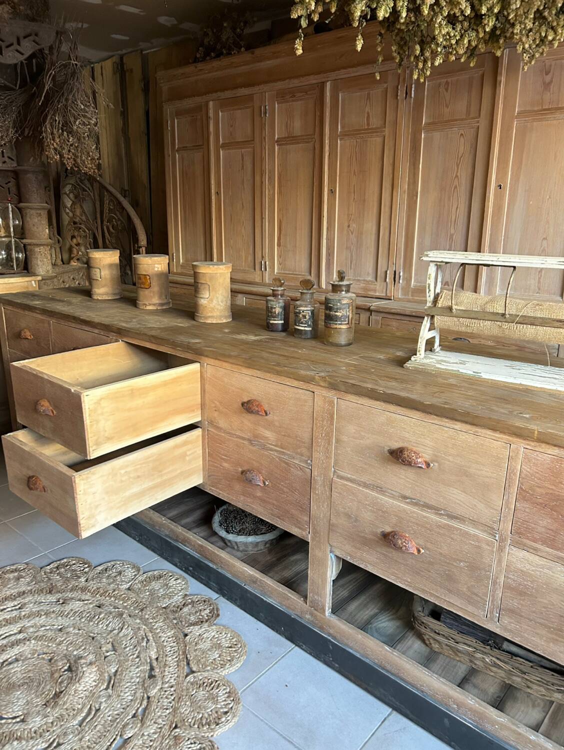 Large antique sideboard with 12 drawers