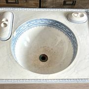 Vintage Blue Decorated Porcelain Washbasin